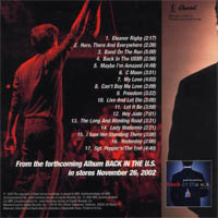  "Back In The U.S."  (2002) - обратная сторона диска